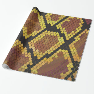 Snake Brown and Gold Print Wrapping Paper