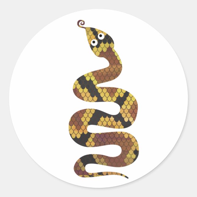 Snake Brown and Gold Silhouette Classic Round Sticker (Front)