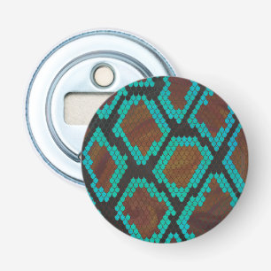 Snake Brown and Teal Print Bottle Opener