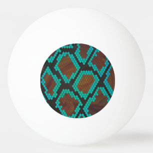 Snake Brown and Teal Print Ping Pong Ball