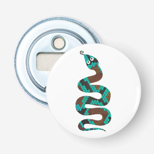 Snake Brown and Teal Print Silhouette Bottle Opener