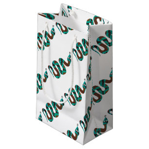 Snake Brown and Teal Print Silhouette Small Gift Bag