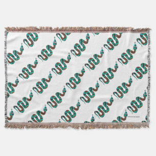 Snake Brown and Teal Print Silhouette Throw Blanket