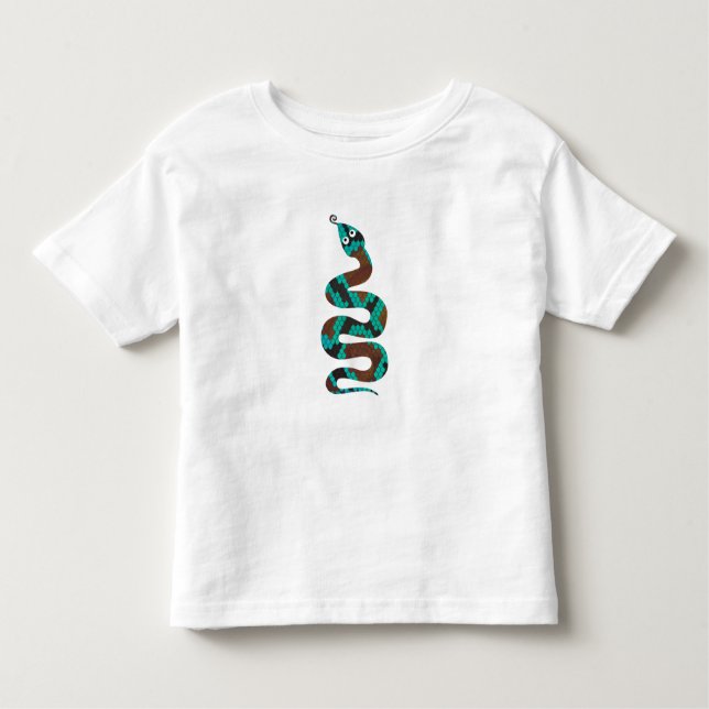 Snake Brown and Teal Print Silhouette Toddler T-Shirt (Front)