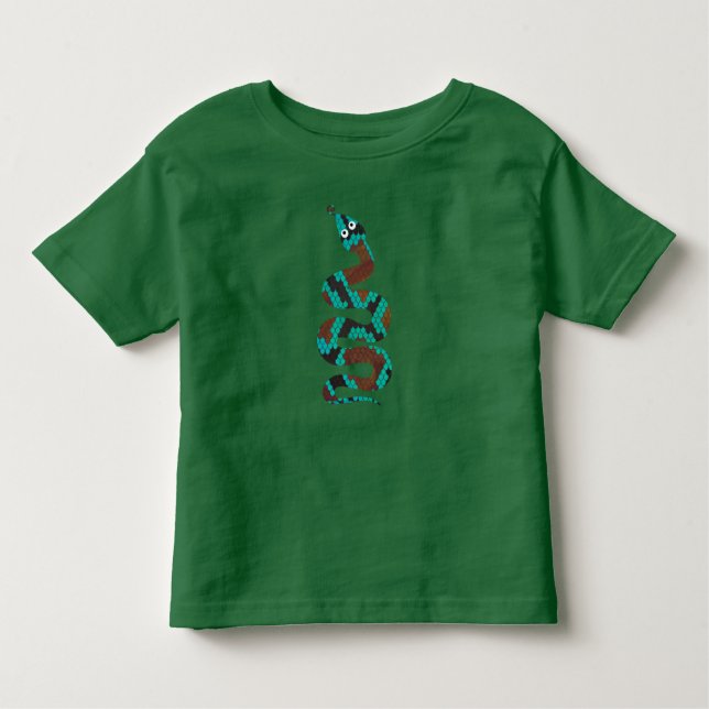 Snake Brown and Teal Print Silhouette Toddler T-Shirt (Front)