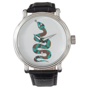 Snake Brown and Teal Print Silhouette Watch