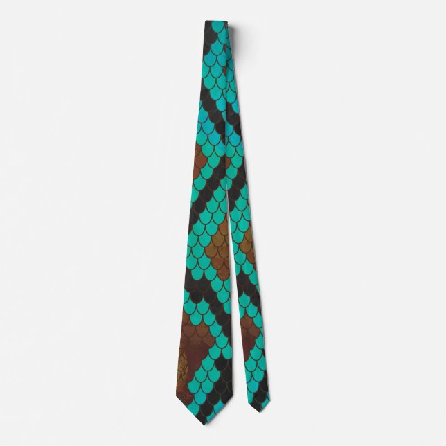 Snake Brown and Teal Print Tie (Front)