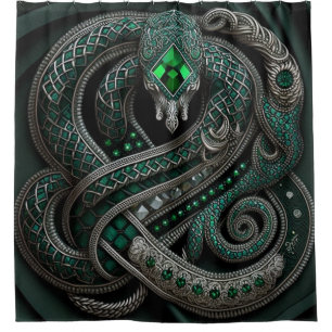 Snake Celtic Emerald May Birthstone Shower Curtain