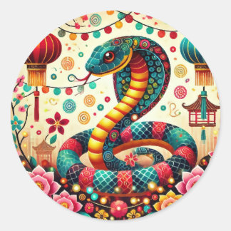 Snake chinese zodiac classic round sticker