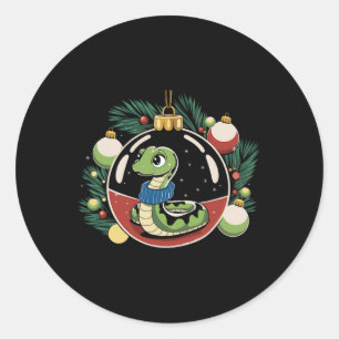 Snake Christmas Ll Cute Reptile Lover Xmas Festive Classic Round Sticker