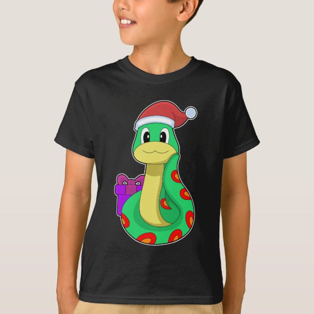 Snake Christmas Santa hat T-Shirt (Front)