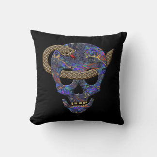 Snake Coiled Around Skull Thru Eyes Cushion
