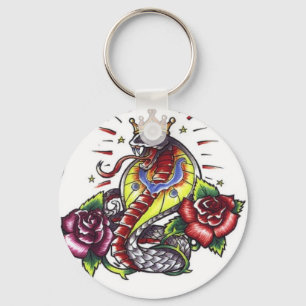 snake dagger rose tattoo key ring