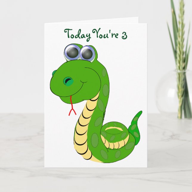 Snake Design Personalised 3rd Birthday Card (Front)