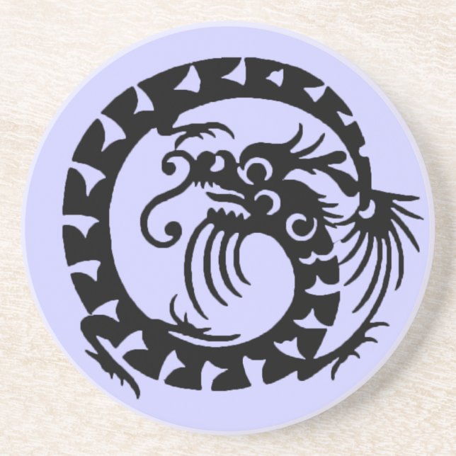 SNAKE DRAGON , black and blue Coaster (Front)
