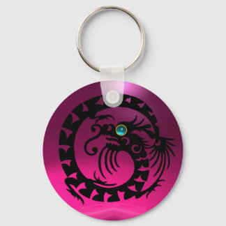 SNAKE DRAGON,black,blue aquamarine,pink amethyst Key Ring