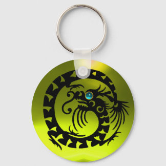 SNAKE DRAGON,black,blue aquamarine,yellow topaz Key Ring