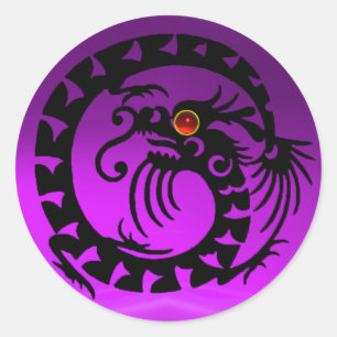 SNAKE DRAGON ,black, purple amethyst ,red ruby Classic Round Sticker