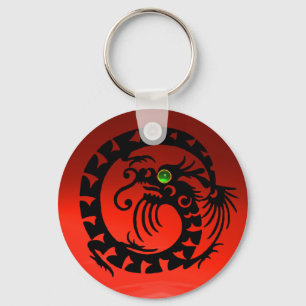 SNAKE DRAGON,black,red ruby,green emerald Key Ring