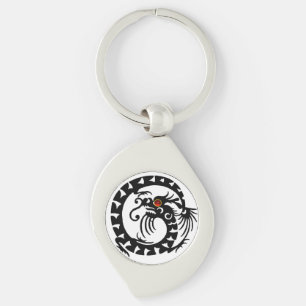 SNAKE  DRAGON, Black,White ,Red Ruby Key Ring