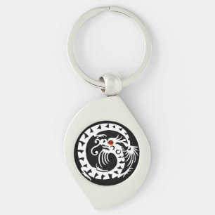 SNAKE  DRAGON, Black,White ,Red Ruby Key Ring