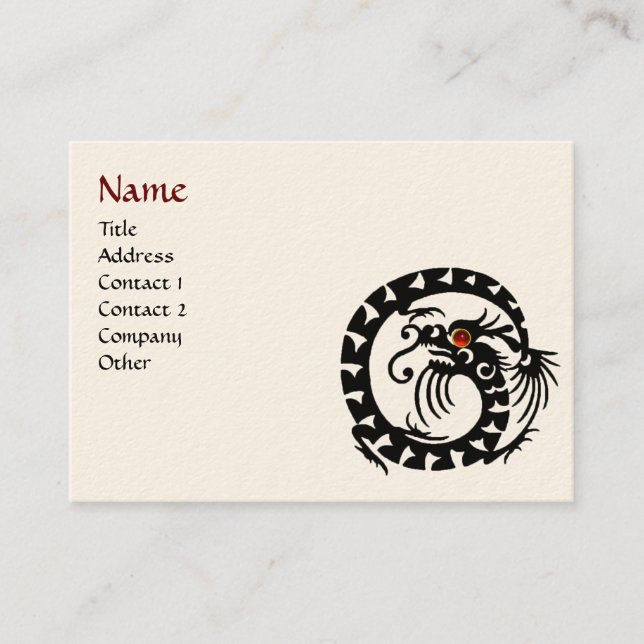SNAKE DRAGON  RUBY black and white red Business Card (Front)