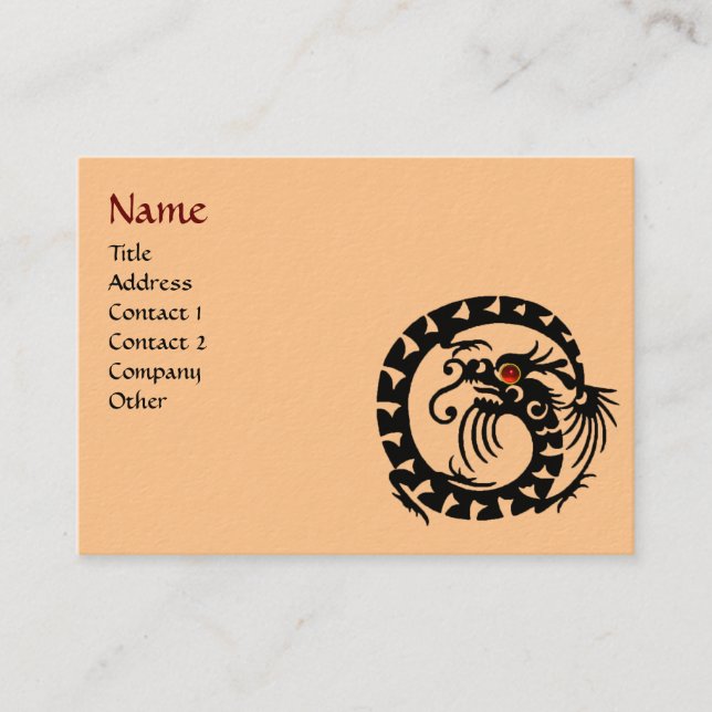 SNAKE DRAGON  RUBY black and white red orange Business Card (Front)