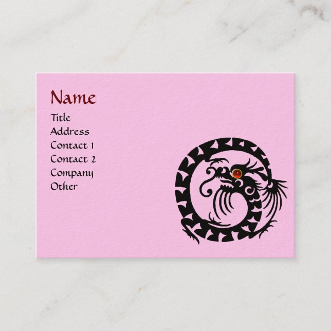 SNAKE DRAGON  RUBY black and white red pink Business Card (Front)