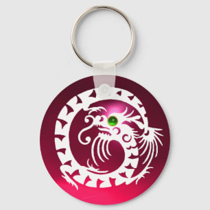 SNAKE DRAGON,white,red pink ruby,green emerald Key Ring