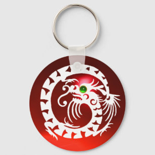 SNAKE DRAGON,white,red ruby,green emerald Key Ring