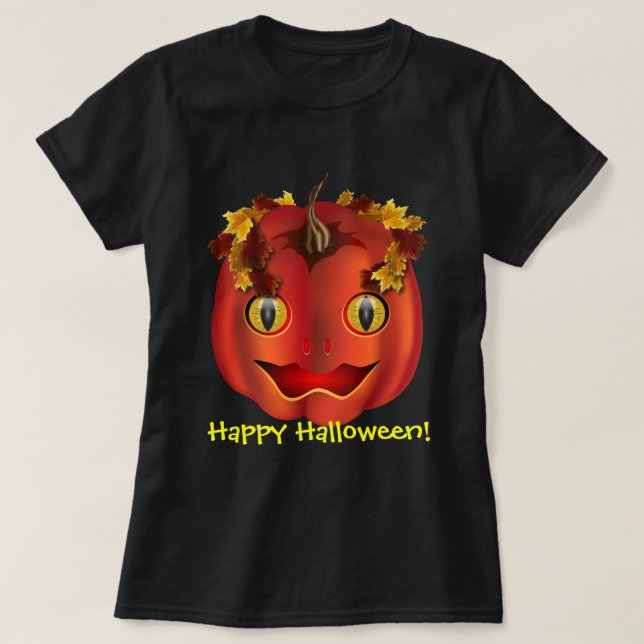 Snake-eyed Jack-O-Lantern Halloween T-Shirt (Design Front)
