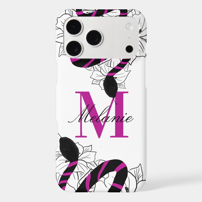 Snake Floral Pink Colourful Custom Monogram (Back)