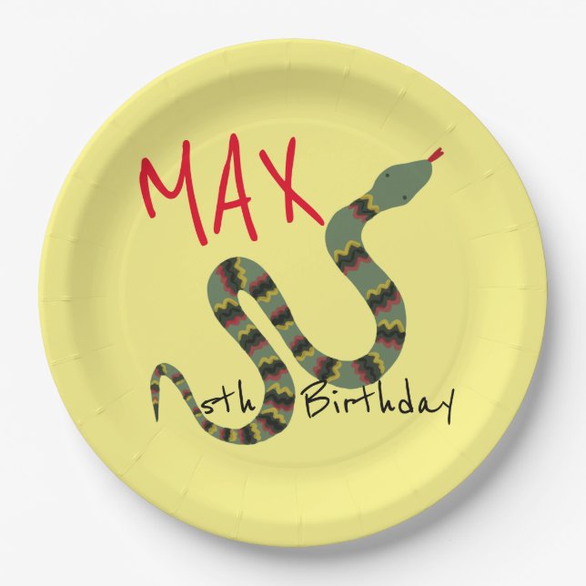 Snake for Exploring Jungle Safari Birthday Paper Plate (Front)