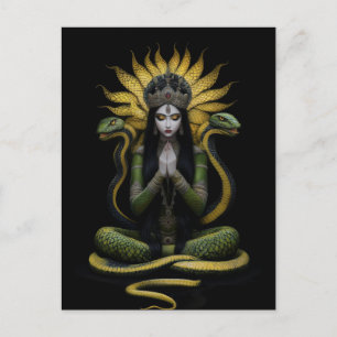 Snake Goddess Naga Kanya Queen Portrait Painting Postcard