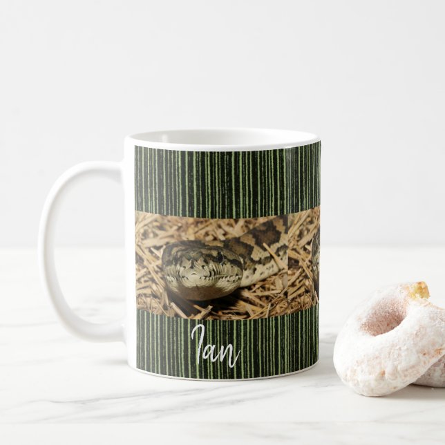 Snake Green Black Stripe Mug (With Donut)