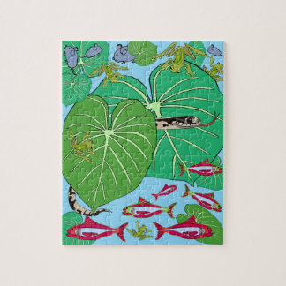 Snake@Green leaf print jigsaw puzzle