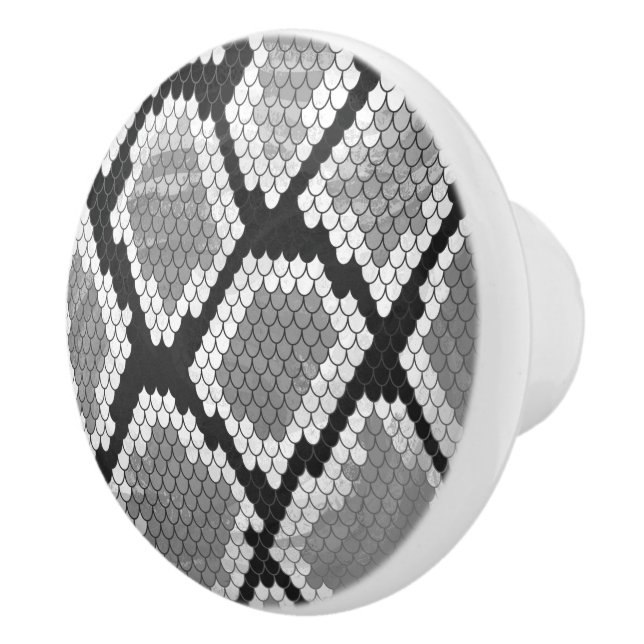 Snake Grey and Light Grey Print Ceramic Knob (Right)