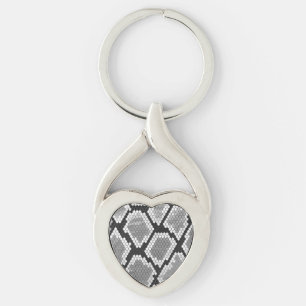 Snake Grey and Light Grey Print Key Ring
