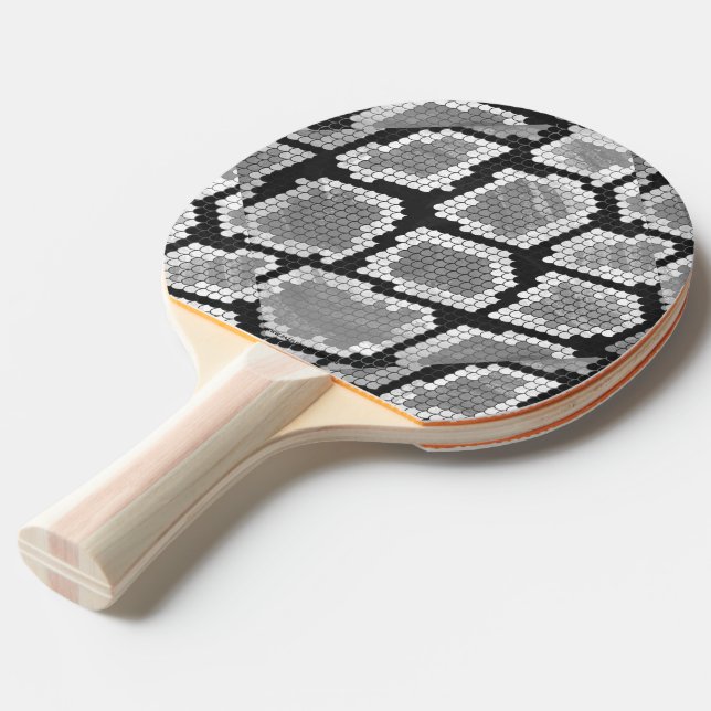 Snake Grey and Light Grey Print Ping Pong Paddle (Front Angle)