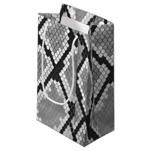 Snake Grey and Light Grey Print Small Gift Bag