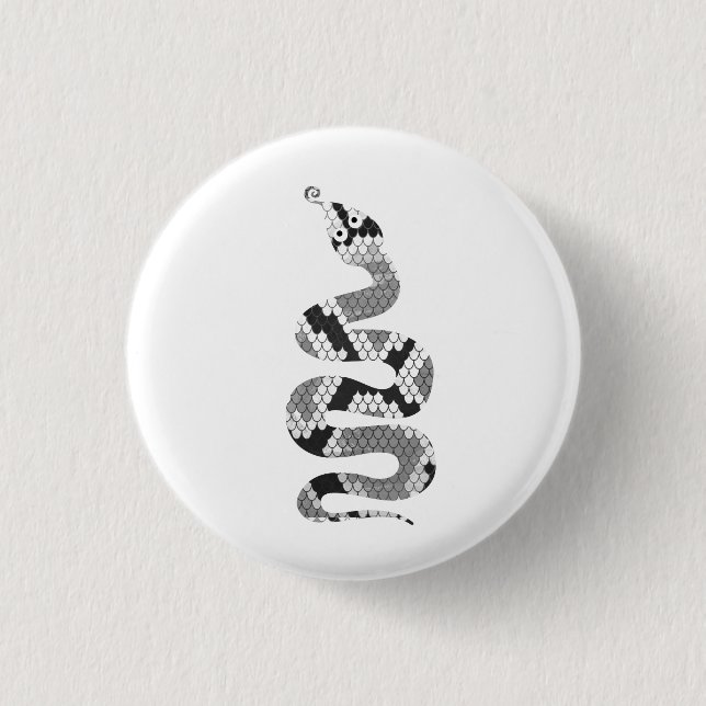 Snake Grey and Light Grey Silhouette 3 Cm Round Badge (Front)