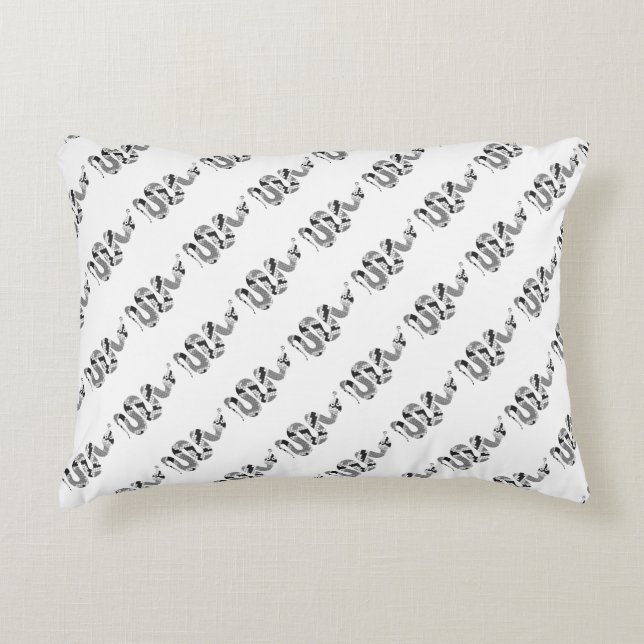 Snake Grey and Light Grey Silhouette Decorative Cushion (Front)
