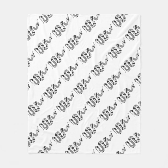 Snake Grey and Light Grey Silhouette Fleece Blanket (Front)