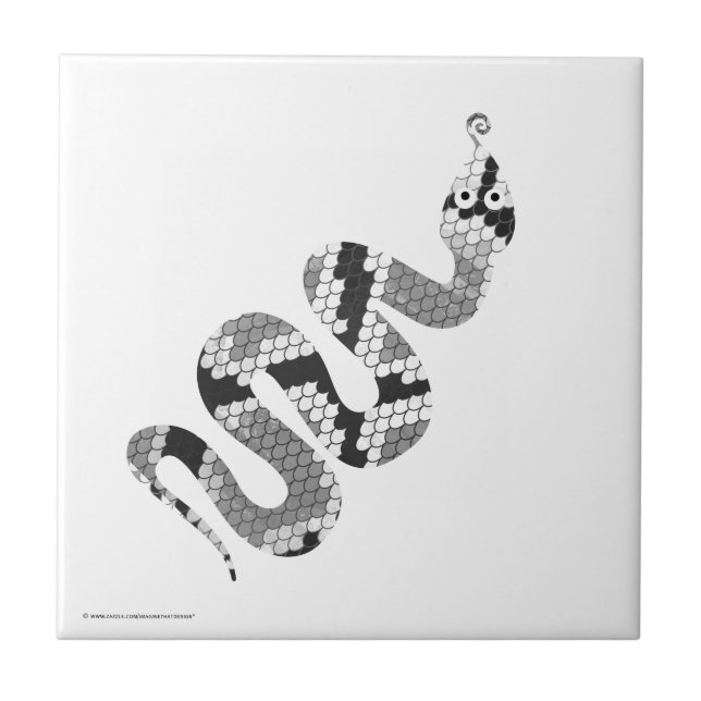 Snake Grey and Light Grey Silhouette Tile (Front)