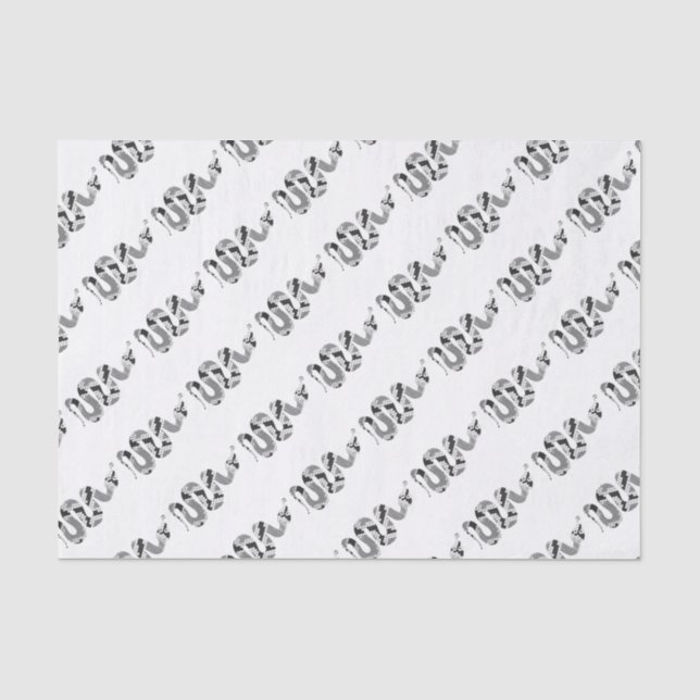 Snake Grey and Light Grey Silhouette Tissue Paper (Front)