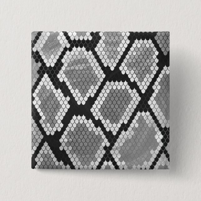 Snake Grey, White and Black Print 15 Cm Square Badge (Front)