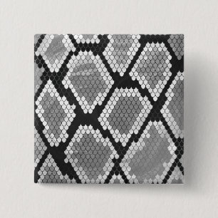 Snake Grey, White and Black Print 15 Cm Square Badge