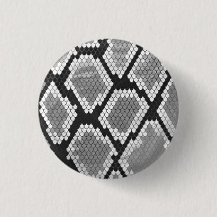 Snake Grey, White and Black Print 3 Cm Round Badge