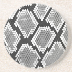 Snake Grey, White and Black Print Coaster
