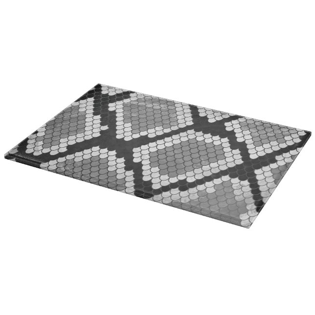 Snake Grey, White and Black Print Cutting Board (Corner)